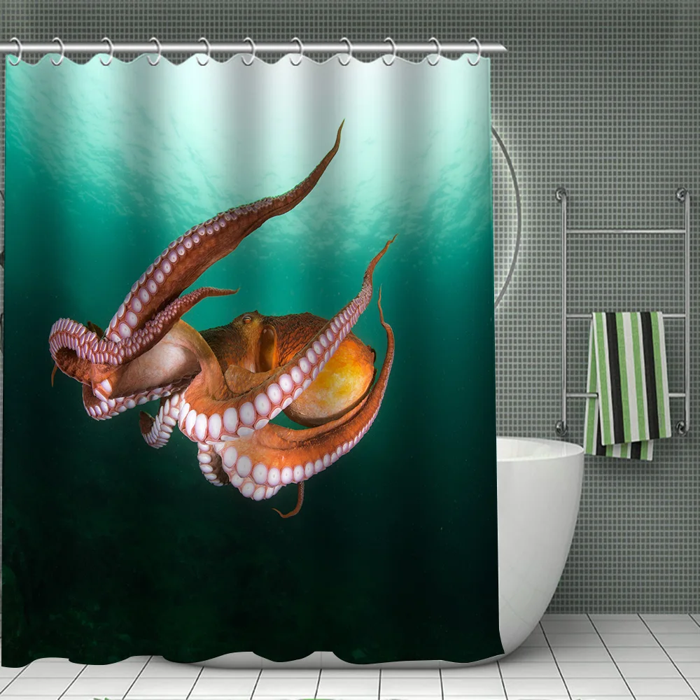 Занавески для душа в виде черепа осьминога водонепроницаемые занавески ванной с