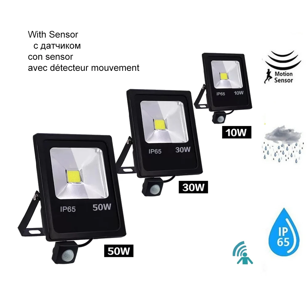 

FloodLight Spotlight Exterior Street wall reflector LED lamp PIR Motion Sensor Night light Waterproof Garden Patio Yard Emergenc