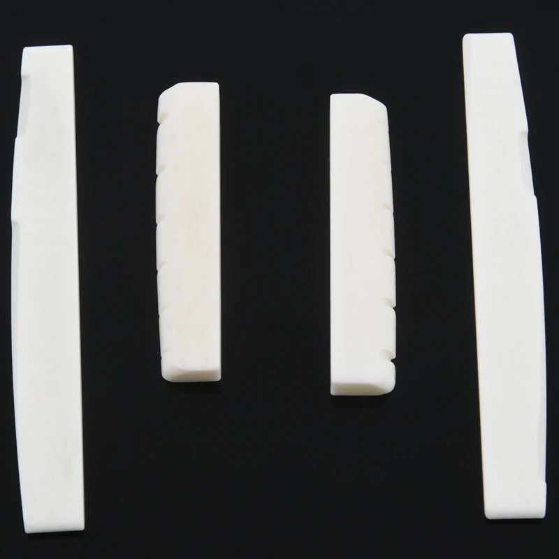 

2 Sets of 4pcs 6 String Acoustic Guitar Bone Bridge Saddle and Nut Made of Real Bone