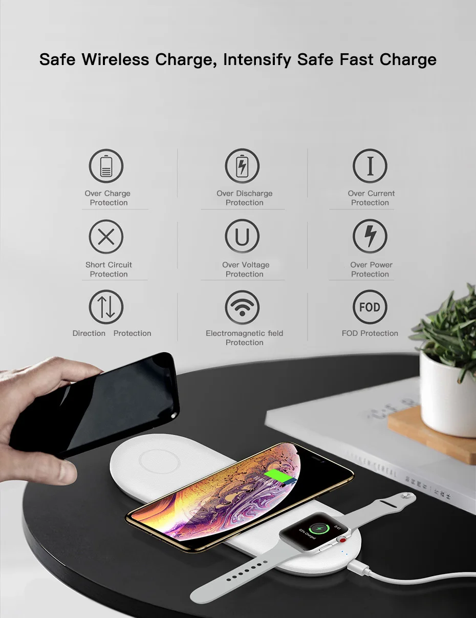 3 в 1 Qi Смарт Беспроводное зарядное утройство для телефона Pad для iPhone 11 Pro XS Max XR X 8 для Apple Watch AirPods Быстрая Зарядка Док-станция