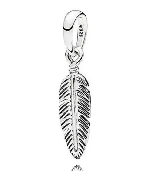 

Genuine 925 Sterling Silver Charm Linked To Freedom & Hope Spiritual Feather Pendant Fit pandora Bracelet & Necklace Jewelry