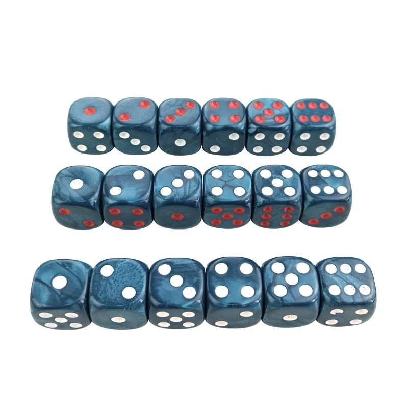 

6Pcs*3 Bag Acrylic Dice 16mm Round Corner Marble Effect Dice Blue Dice Table Games D6 High-quality Plastic Product Entertainment