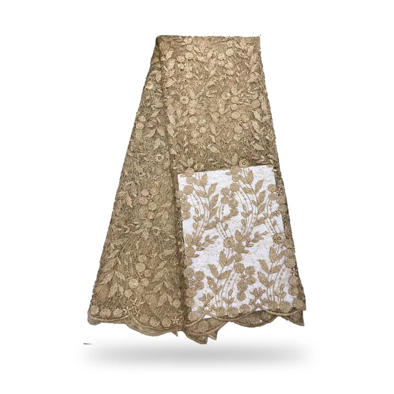 

French Lace Fabric African Embroidered Tulle Lace Fabric With Stones Nigerian Lace Fabric For Wedding Party Dress