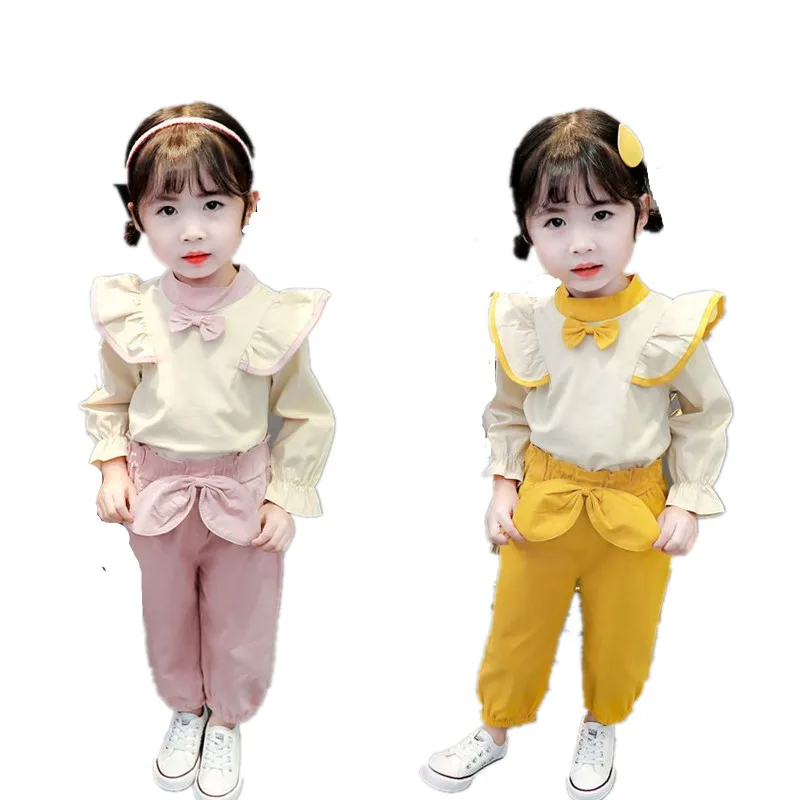 

Комплект одежды для девочек, весна-осень 2020, Топ с длинным рукавом и штаны для маленьких девочек, костюм принцессы из 2 предметов, милая детская одежда