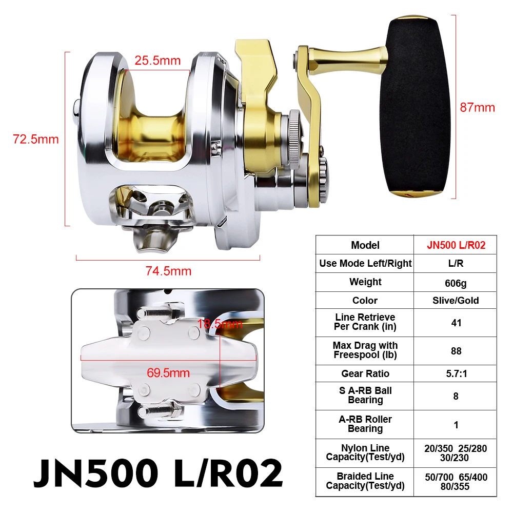 Gold PRO BEROS 1 шт. 8+ 1BB рыболовные катушки(левая/правая рука) катушки для морской воды 5,7: 1 алюминиевые рыболовные катушки золотистого цвета с ЧПУ - Цвет: Gold