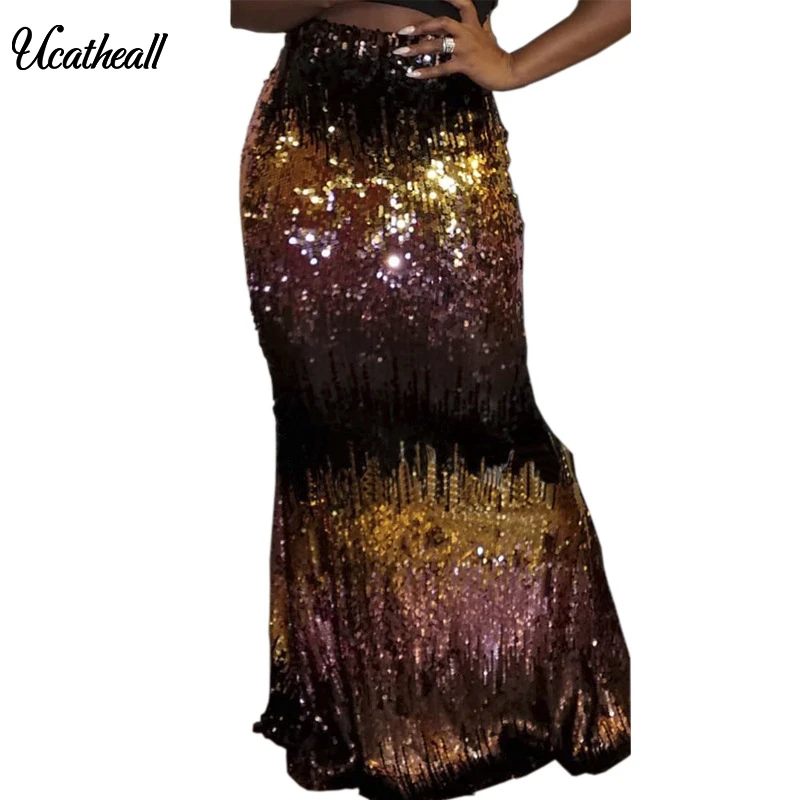 Женская юбка с кисточками Ucatheall элегантная Клубная бахромой и блестками высокой