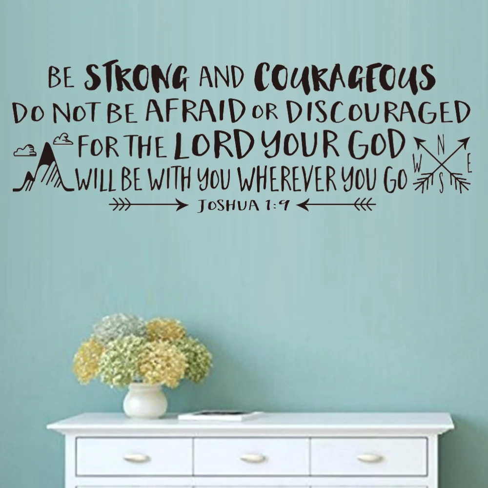 

Be Strong And Courageous Nursery Wall Decal Quote Religious Vinyl Wall Sticker for Kids Rooms Joshua 1:9 Bible Scripture 57x35.4