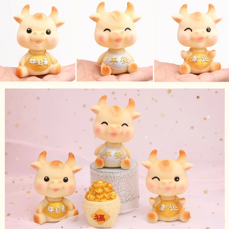

Cute Cow Figurines Toys Home Decor Resin Car Ornament Party Birthday Cake Gifts Fairy Garden Decoration
