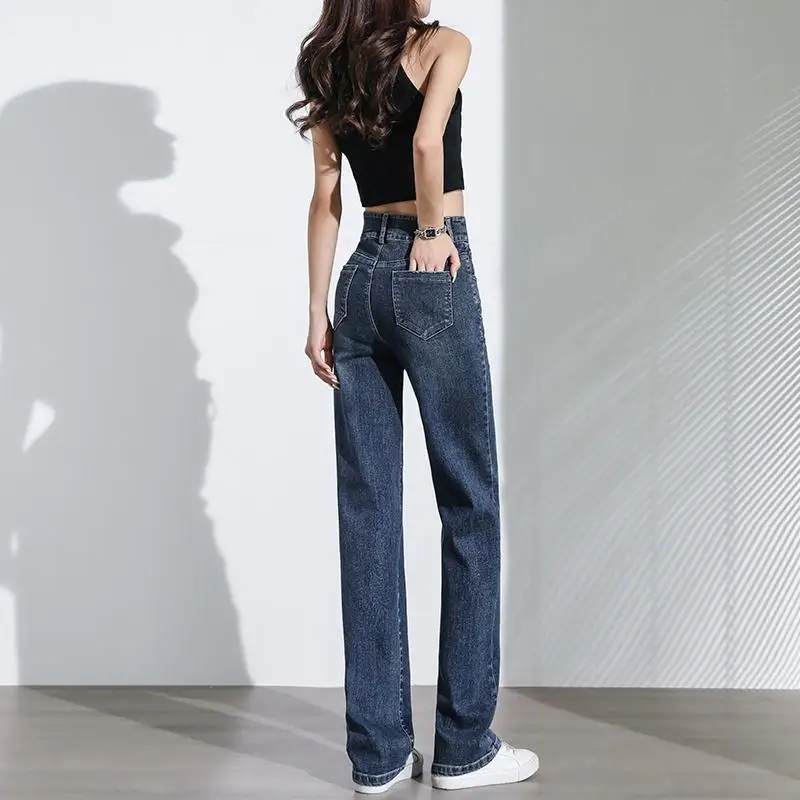 Новые повседневные свободные джинсы с высокой талией для женщин на весну и осень
