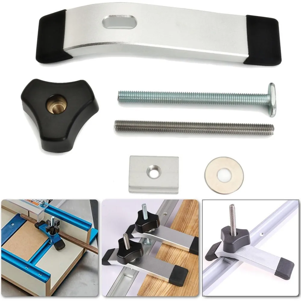 

JUSTINLAU Quick Acting Hold Down Clamp T-Slot T-Track Clamp Set for Wood Working