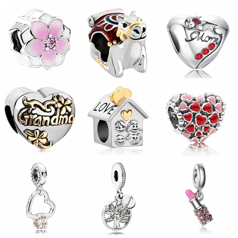 

Women Fashion 925 Sterling Silver Heart Charms Tree of Life Pendant DIY Fine Beads Fit Original Charm Bracelet Jewelry