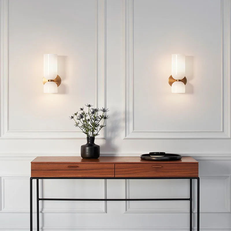 

LED Modern Glass Wall Sconce Lights for Bedroom Living Room Home Lighting Fixture Luminaire Lamps Decoration Bedside Double Head