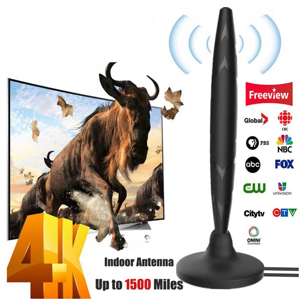 

HDTV Antenna with Amplifier Portable DVB-T Indoor Digital TV Antenna VHF170-230/UHF470-862Mhz Frequency TV Receiver
