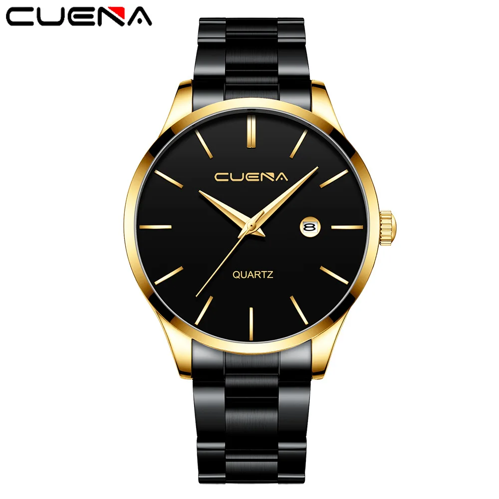 

CUENA 891 Steel Belt Waterproof Calendar New Casual Sports Men's Watch Fashion Simple Trend Korean Male Wristwatches