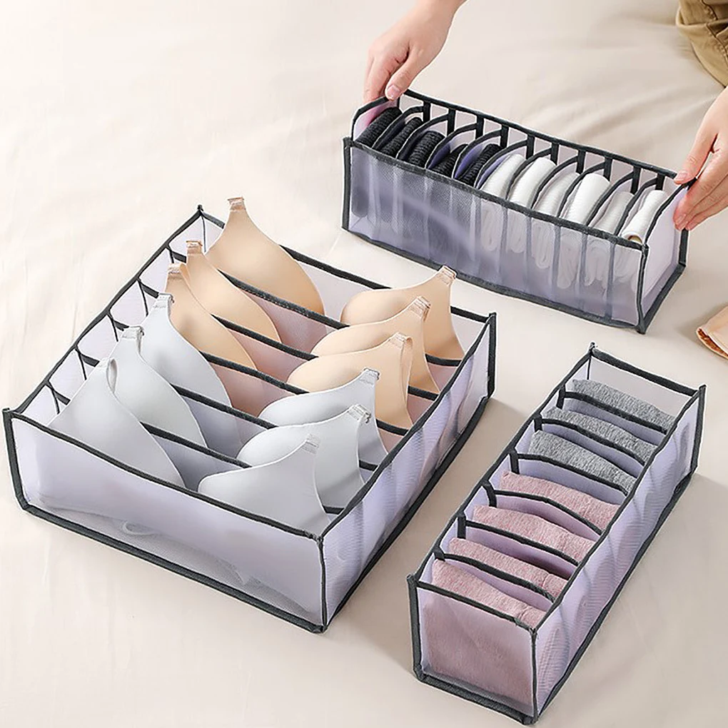 

Newest Dormitory closet organizer for socks home separated underwear storage box 7 grids bra organizer foldable drawer organizer