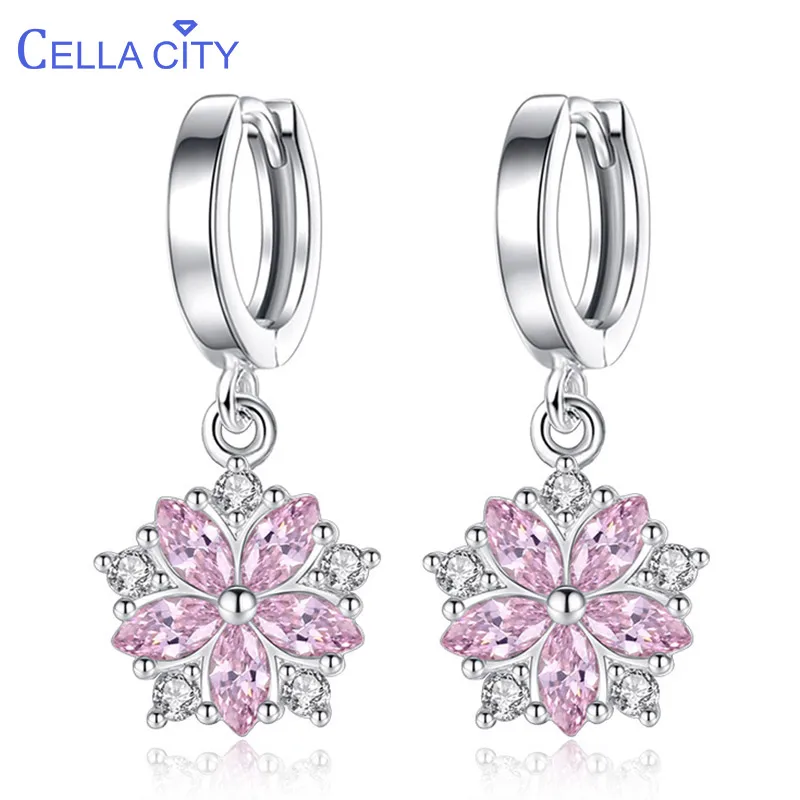 Женские серьги из серебра 925 пробы Cellacity в форме цветка капель подарок на свидание