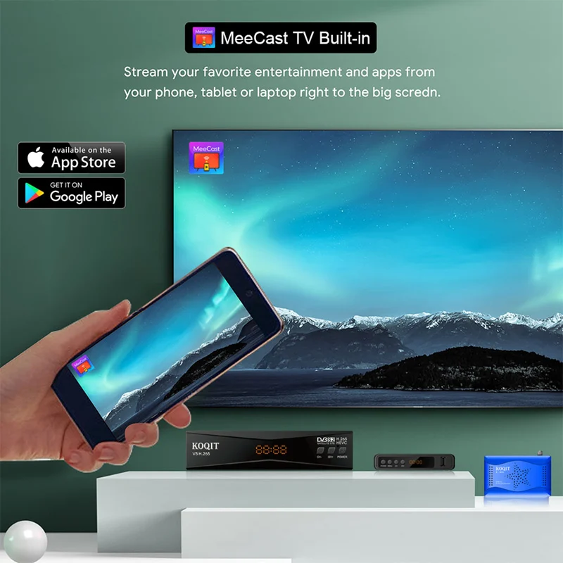 2022 Koqit T10 Бесплатный DVB T2 тюнер DVBC H.265 HEVC главный 10 2-в-1 Пульт дистанционного