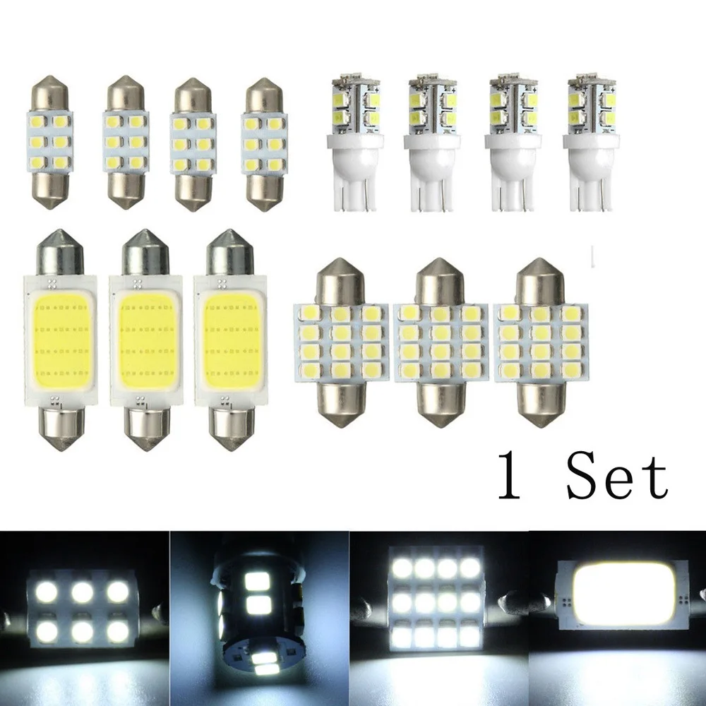 

14Pcs Car Auto White LED Lights Interior Package Kit for T10 & 31mm Map Dome & License Plate Car LED Light Lamp Universal