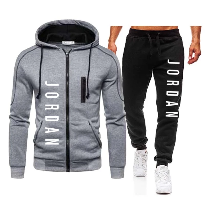 

Populaire wintermode heren brief afdrukken hooded pullover fleece rits sportkleding casual sportbroek heren sportpak