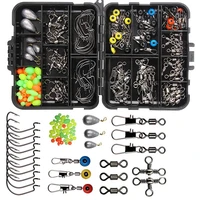 160pcsset fishing tackles set jig hooks beads sinkers weight swivels snaps sliders combination kit angling accessory