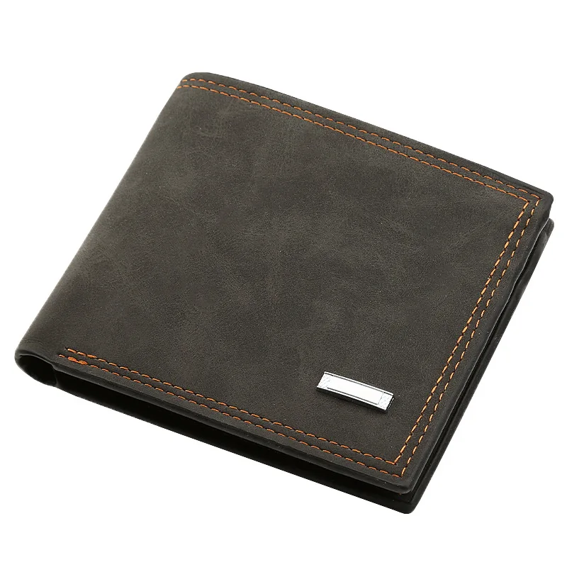 Men's Short Wallet with Zipper Vintage Men's Multi-Card Soft Leather Wallet