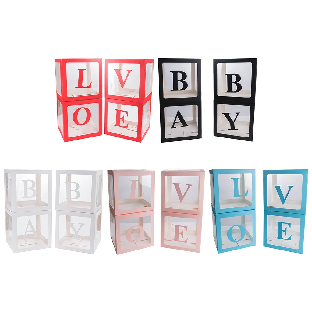 

4Pcs Latex Ballons Box Baby Kids Birthday Baby Shower Girls Boys Balloons Box Centerpiece Wedding Birthday Party Decoration