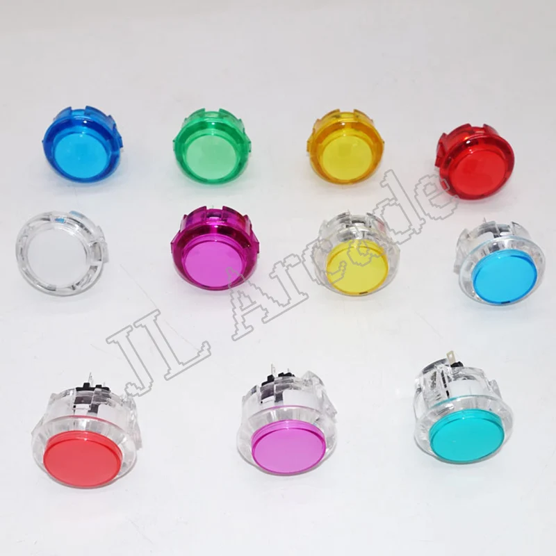 

100pcs Transparent No LED Arcade 30mm Push Button Replace SANWA OBSN-30 OBSC-30 for DIY Raspberry pi MAME PC Pandora Game