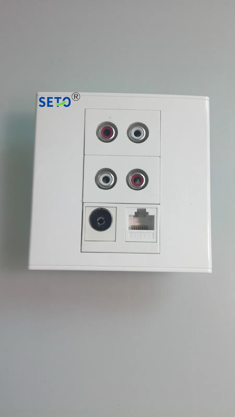SeTo 86 Тип Двойной RCA AV аудио + ТВ RJ45 Cat5e Разъем розетки Ассорти панель Keystone Лицевая |