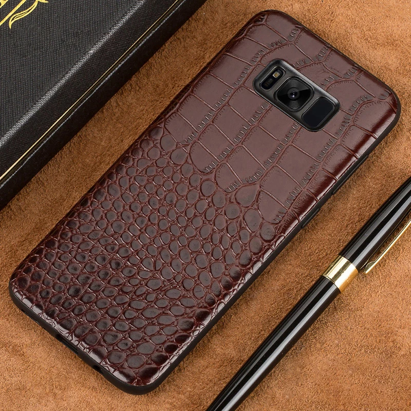 Натуральная кожа чехол для телефона samsung Galaxy S8 S9 плюс s10 Чехол под крокодиловую