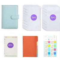 2021 a6 notebook binder budget planner organizer cash budget envelope system pu leather with 10pcs zipper pockets label stickers