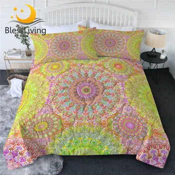 BlessLiving Mandala Comforter Set Colorful Flower Bedding Cover Floral Cozy Thin Duvet Bohemian Bedspread Abstract Home Decor 1