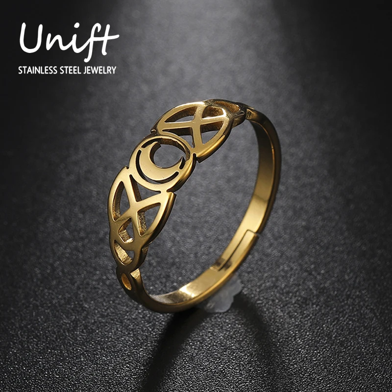 Unift Модное кольцо из нержавеющей стали Луны Viking ирландское узел древний амулет