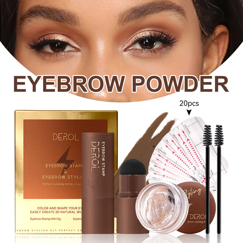 

Eyebrow Stamp Shaping Kit Waterproof Eyebrow Gel Stamp with 20 Reusable Stencils Eyebrow Styling Wax Eye Makeup