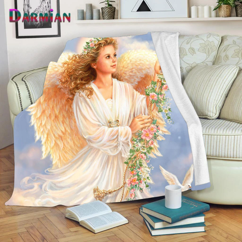 DARMIAN Angel Girl Print Children Fleece Throw Blanket Home Bedroom Decor Summer Quilt Air Condition Thin Blankets Bed Sheet New | Дом и сад