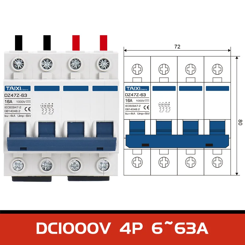 Миниатюрные автоматические выключатели на солнечной энергии PV MCB DC 1000 В 2P 60A 500