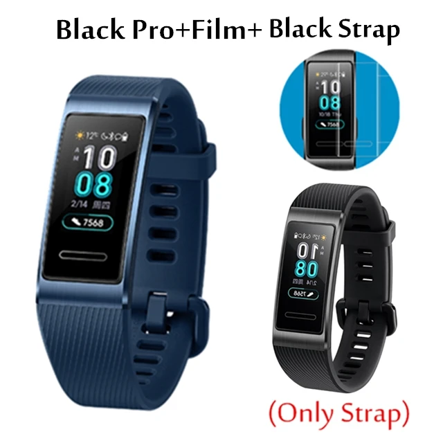 Blue add Black Huawei Band 3 Pro Band 3 умный браслет band 3 pulseira трекер для плавания Водонепроницаемый Bluetooth фитнес-трекер сенсорный экран - Цвет: Blue add Black