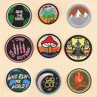 10pcslot round embroidery patches letter for clothing accessories badge heat iron diy patch cute applique biker decorations