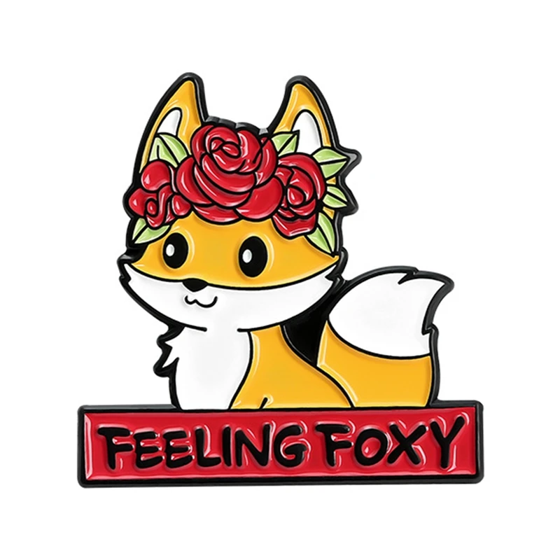 

Flower Fox Letter Series Modeling Brooch Pin Funny Animal Brooch Cute Lapel Pin Backpack Badge Cartoon Jewelry Gift 2.5*2.5cm