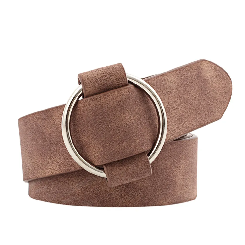 Новый женский кожаный ремень с круглой пряжкой женские джинсы для отдыха без