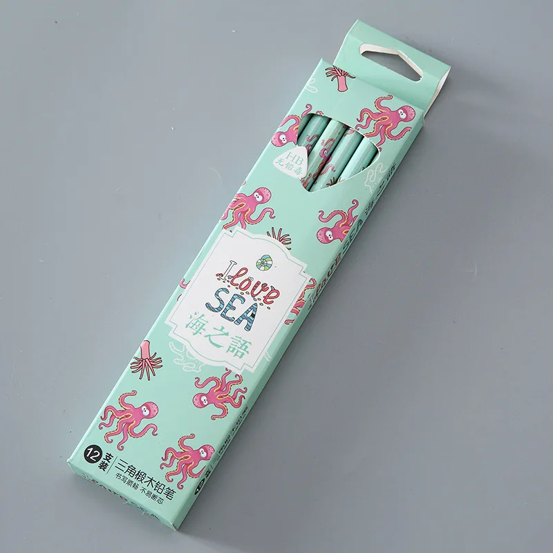 12 шт. набор деревянных карандашей карандаши с животным принтом для различных