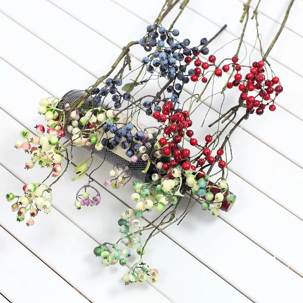 1 шт. Гибкий Длинный мягкий стебель красивый Искусственный Буш ветка ягод
