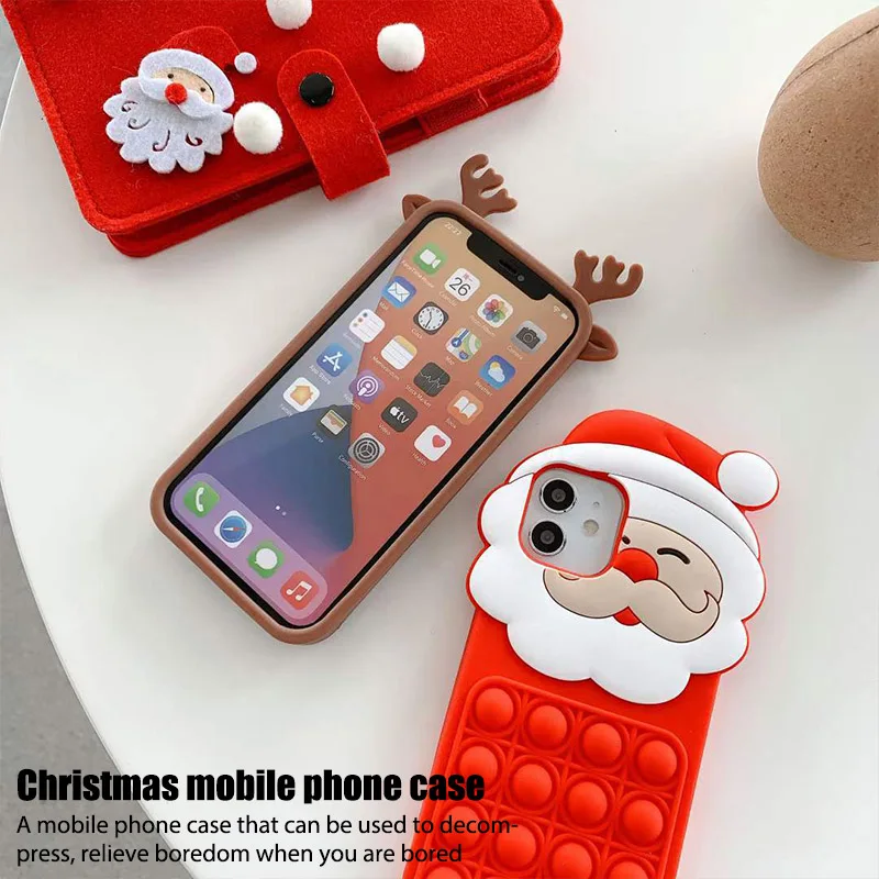 Чехол для телефона с Санта Клаусом iPhone 13 12 11 Pro Max mini Рождественский чехол оленем
