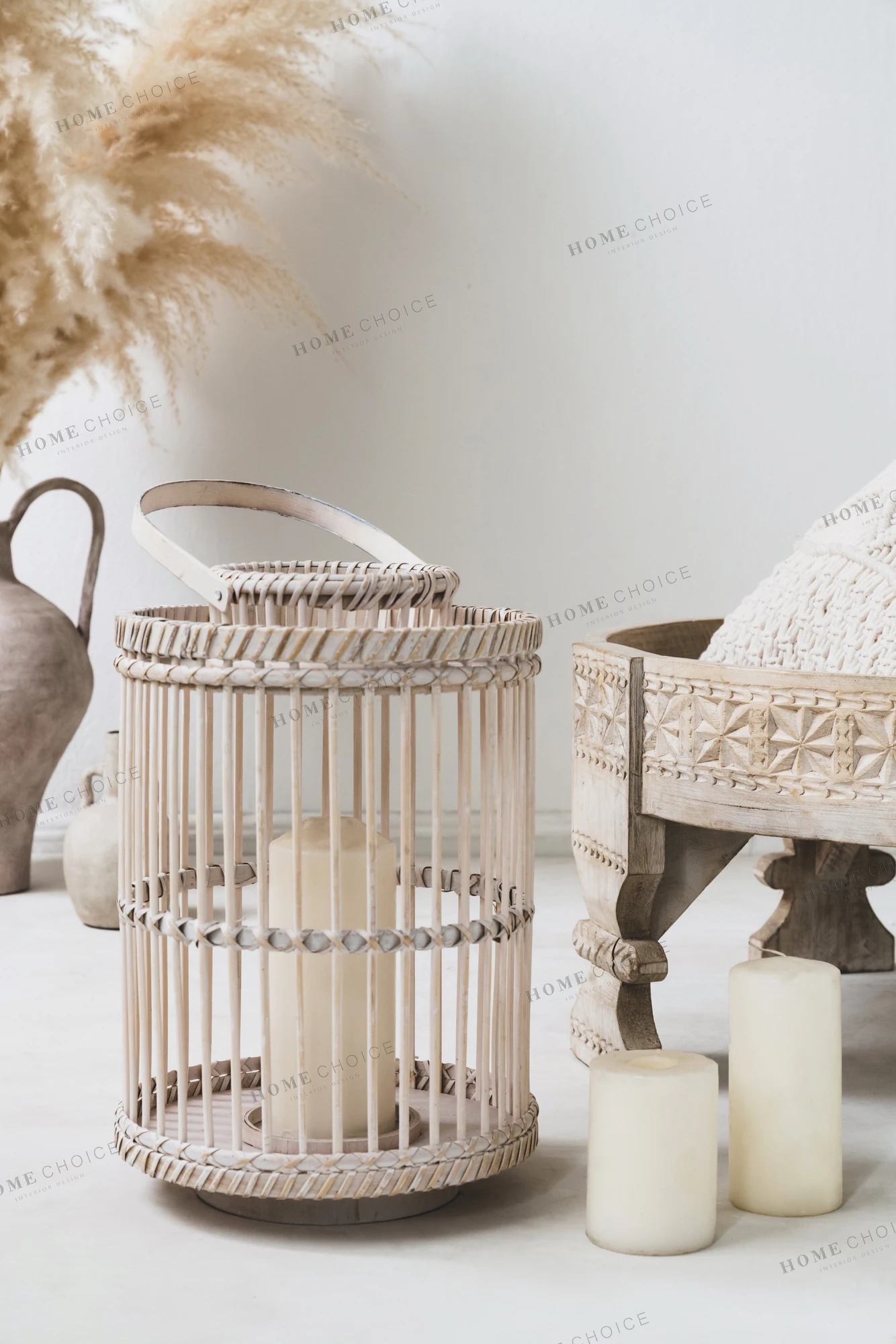 

Nordic Vintage Candle Holder Bamboo Weave Portable Candle large Holder White Lanterns Rustic Home Decor Portavelas Madera WB50ZT