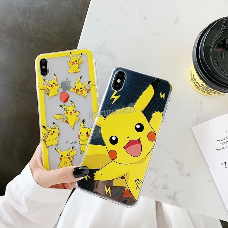 Прозрачный чехол для телефона с покемоном Пикачу iPhone 13 pro max 12 mini 11pro x xr xs 7 8plus
