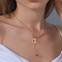 2021 new capital initial letter necklaces for women stainless steel gold c alphabet pendant necklace birthday jewelry gift