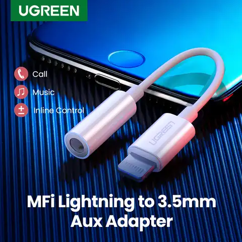 Ugreen MFI Сертифицированный адаптер Lightning на 3,5 мм для наушников Apple iPhone 13 12 11 xs xr 8 pin аудио конвертер AUX кабель 7