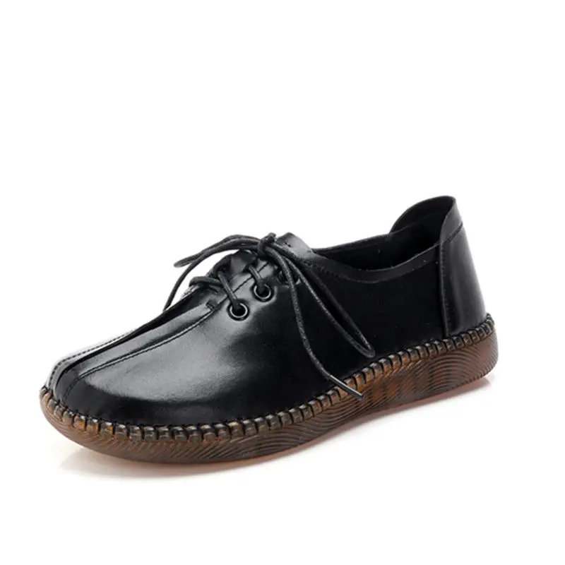 

Retro mom casual spring leather flats women comfortable shoes female superstar flats 2021 new