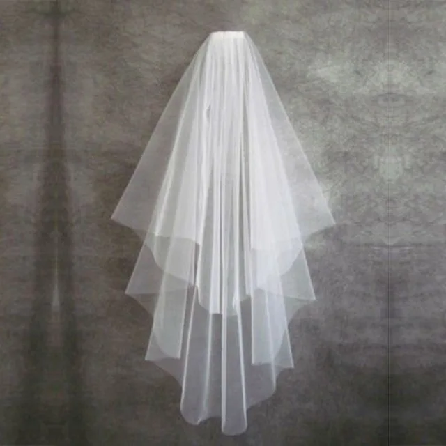 

TOPQUEEN V28 Wedding Veil Short Elegant Plain Yarn Cheap Wedding Veil Two Layer Soft Bridal Veils Cover Front and Back Blusher