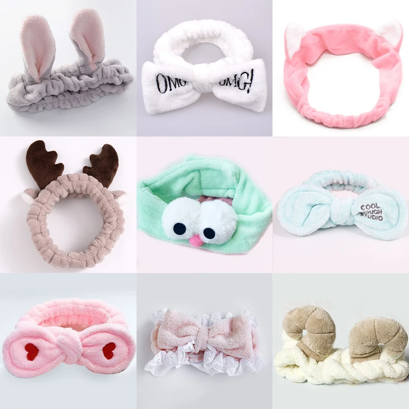 Повязка для волос Женская эластичная с бантом и заячьими ушками |