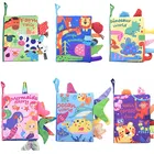 Детские книжки 0-12 месяцев, тканевая книга с животными, хвостами, Монтессори, детские игрушки, мягкая черная белая книга для новорожденных